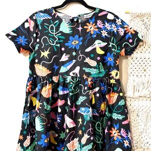 Vibrant Floral Hip Unique Mini Dress